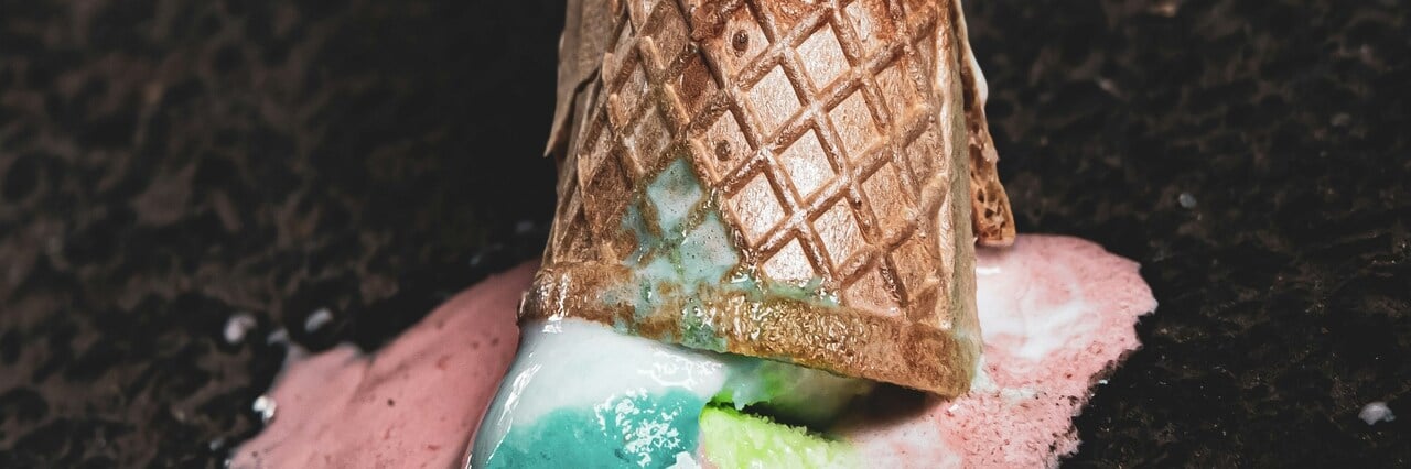 an ice cream dropped on the floor