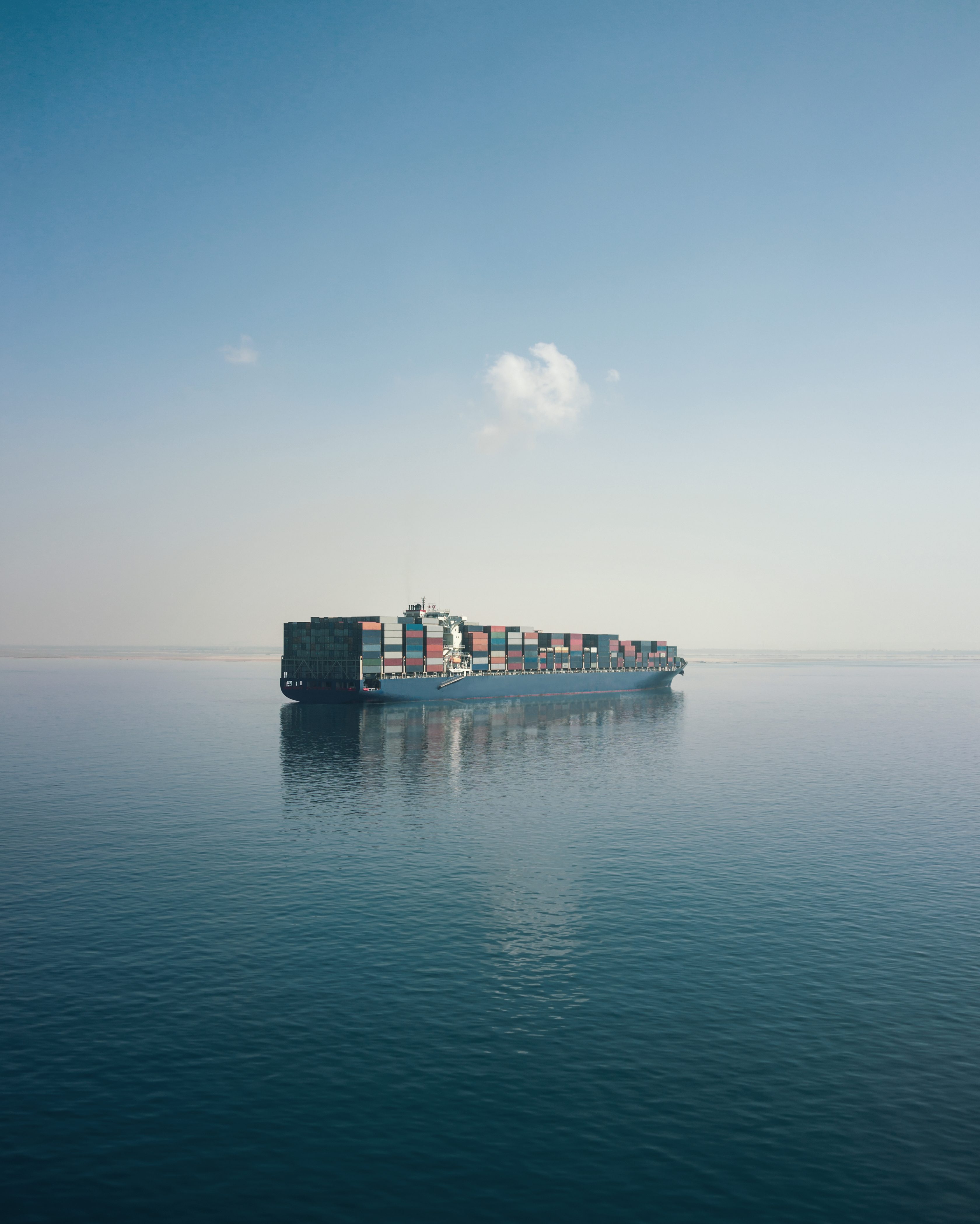 cargo ship on the open ocean