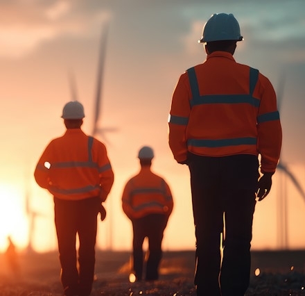 Trois personnes sur un chantier