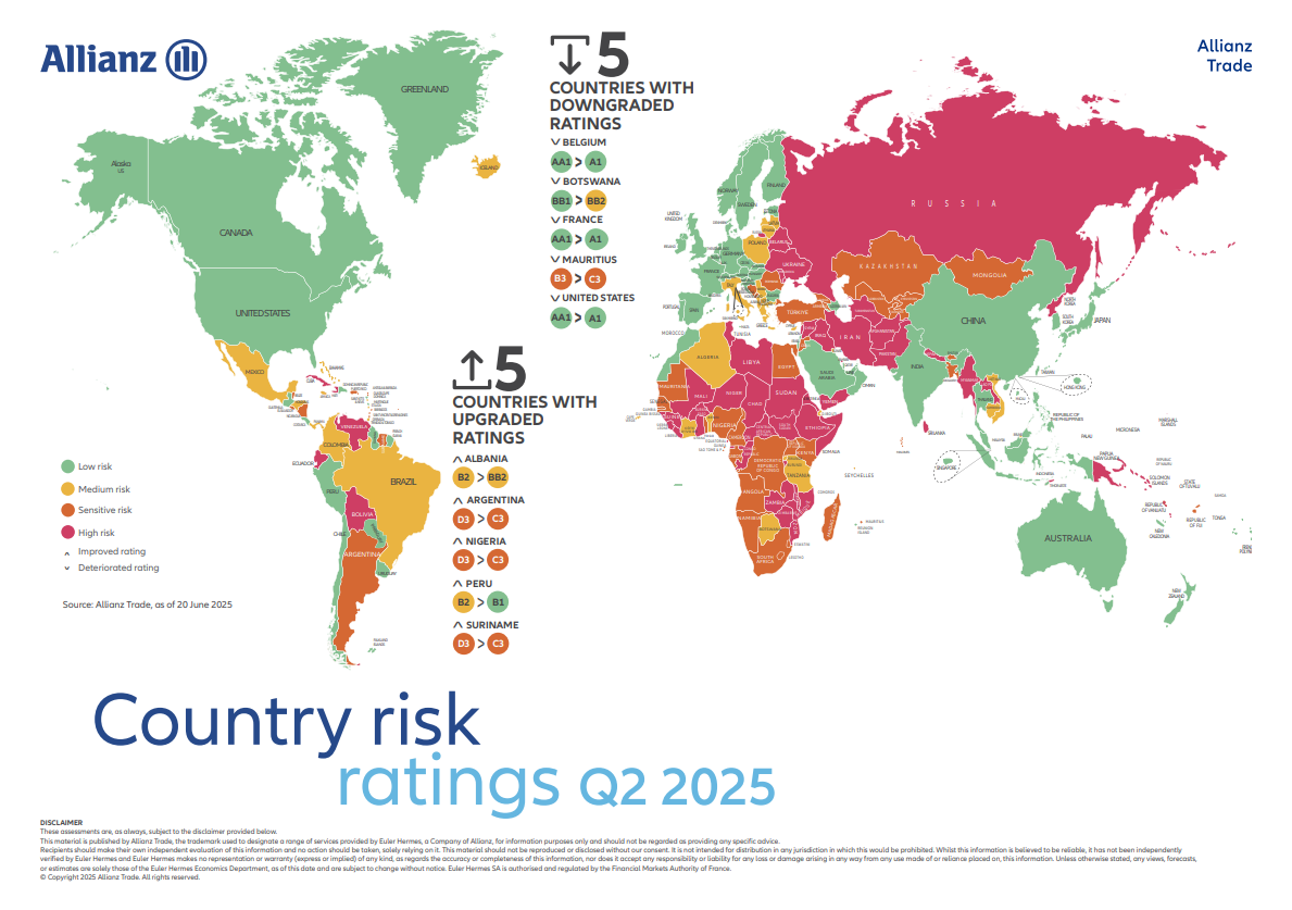 Carte des risques pays T2 2025